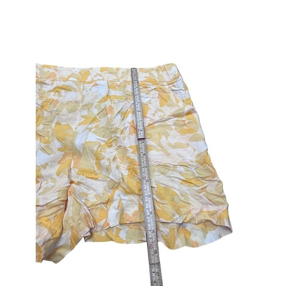 Nine West Womens Mid Rise XL Rayon Shorts Yellow Leaf Print - Picture 4 of 9